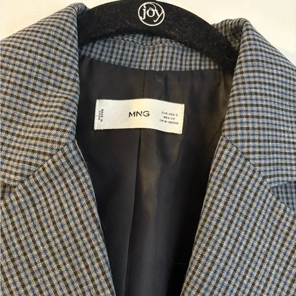 Mango Blue Gray Check Blazer - Picture 4 of 5